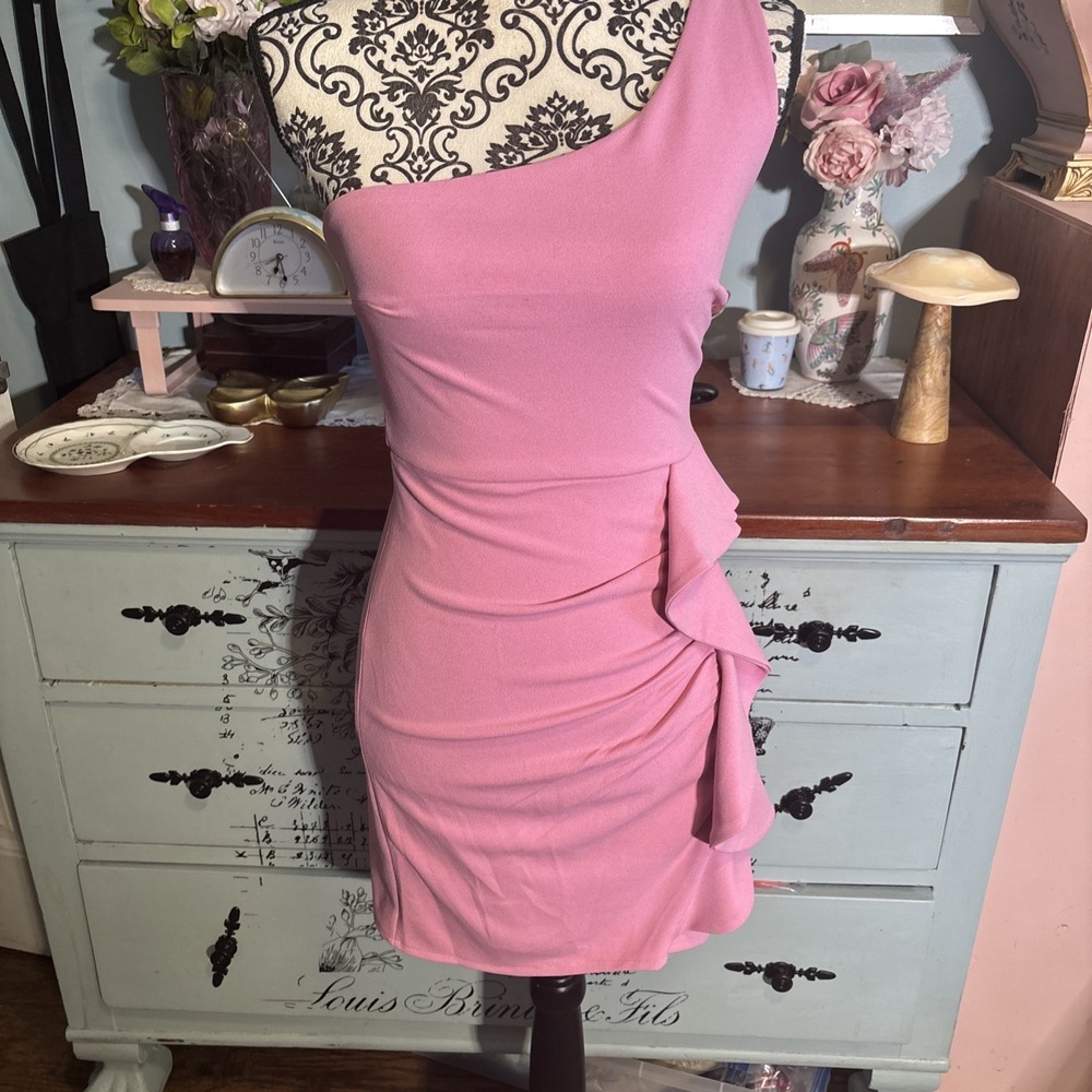 NEW Hello Molly Pink One Shoulder Cupid's Kiss Mini Dress Women Sz US 4 Preppy